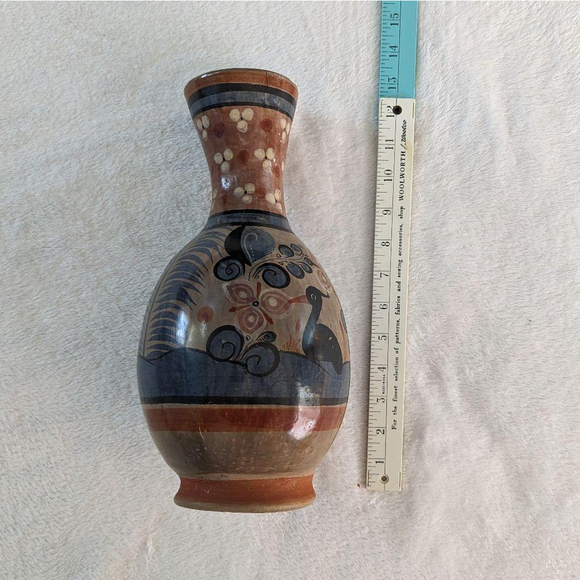 Vintage Tonala Hand Painted Mexican Folk art Pottery Vase - Picture 10 of 15